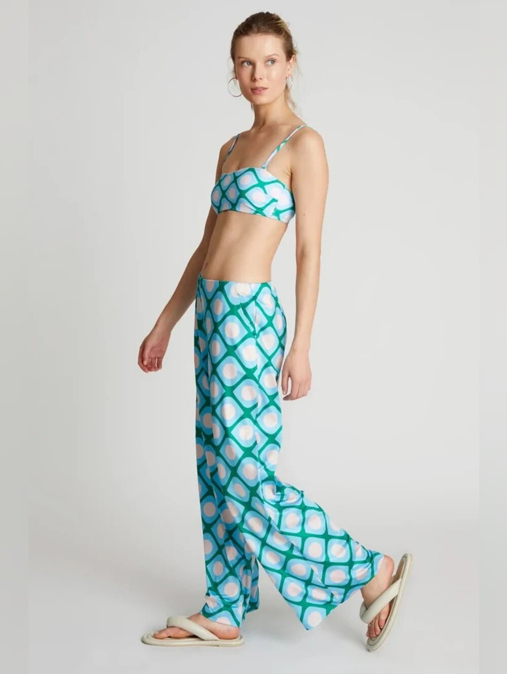 NWT Compania Fantastica Retro One Piece Swimsuit Wide Leg Pants Set Small - Picture 12 of 14